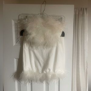 PEPPERMAYO white feather crop top/skirt set